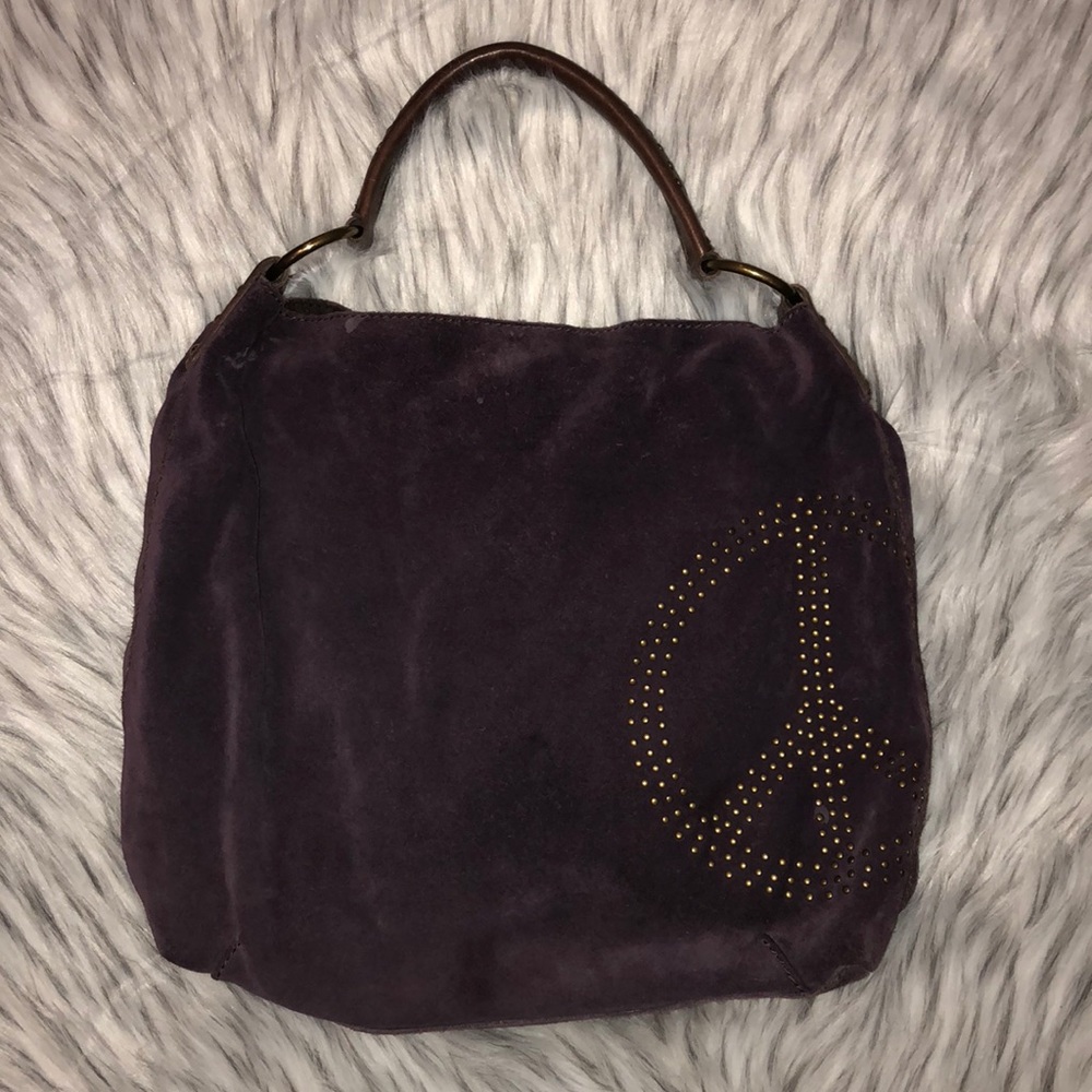 Lucky brand purple peace sign hobo bag